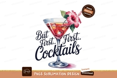 Red cocktail with hibiscus flower and text drink Product Image 1
