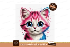 Fluffy kitten with pink blue fur white Product Image 1