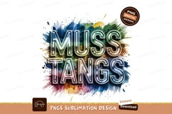 Mustangs Text Art Watercolor Background Design PNG Product Image 1