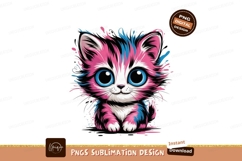 Fluffy kitten with big blue eyes and pink blue fur Product Image 1