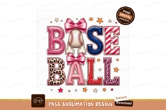 Baseball letters with bows and stars pink Product Image 1