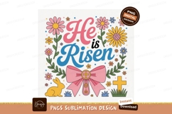 He is Risen Easter Bunny Flowers Cross rabbit Product Image 1