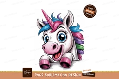 Cheerful unicorn peeking over a surface fantasy mythical Product Image 1