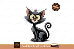 Whimsical black cat with big yellow eyes cartoon cute Product Image 1