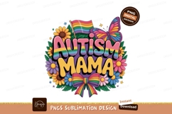 Autism Mama Rainbow Butterfly Flowers Flag image Product Image 1
