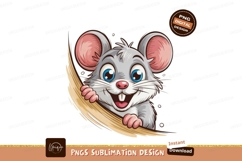Cute cartoon mouse peeking over object rodent animal Product Image 1