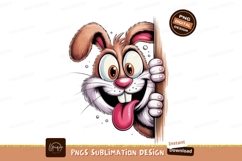 Crazy bunny peeking from wooden plank rabbit cartoon Product Image 1