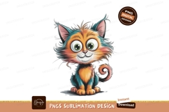 Whimsical Fluffy Cat With Big Green Eyes orange Product Image 1