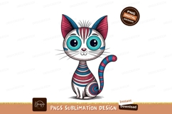 Whimsical Striped Cat With Big Blue Eyes feline animal Product Image 1