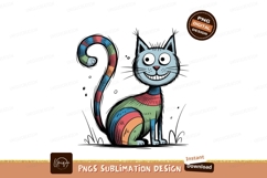 Whimsical striped cat with wide grin animal cartoon Product Image 1