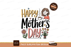 Happy mothers day with girl and flowers coffee Product Image 1