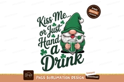 Green Gnome Holding Drink With Clover stpatrick Product Image 1