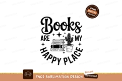 Stacked books with cactus reading knowledge Product Image 1