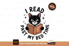 Black cat reading book knowledge Product Image 1