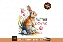 Rabbit Floral Watercolor Art bunny flowers Product Image 1