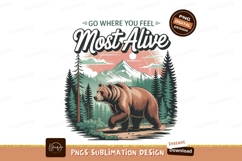 Bear walking through forest mountains sunset trees Product Image 1