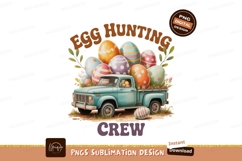 Teal truck filled with colorful Easter eggs hunting Product Image 1