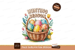 Easter eggs in basket with flowers spring Product Image 1