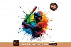 Colorful Baseball Player Ready To Bat PNG Product Image 1