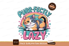 Calico Cat Purrfectly Lazy Sublimation Png Product Image 1