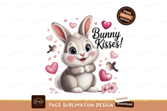 Cute bunny with hearts and birds rabbit pink Product Image 1