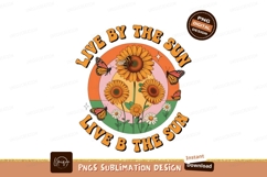 Sunflowers butterflies bee nature scene retro Product Image 1