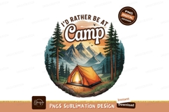 Orange tent mountains forest sunset birds image Product Image 1