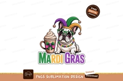 French bulldog wearing mardi gras hat and beads image Product Image 1