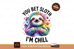 Colorful Sloth Watercolor Design Sublimation Png Product Image 1