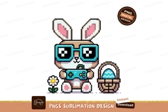 Pixelated bunny gamer with controller and easter egg Product Image 1