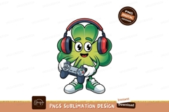 Lucky clover gamer with headphones and controller green Product Image 1