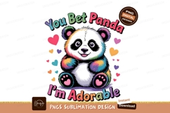 Colorful Panda Illustration With Hearts Around It PNG Product Image 1