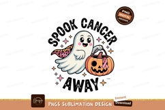 Cute ghost holding pumpkin with ribbon halloween Product Image 1