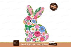 Floral bunny with pink ears and green bow flowers Product Image 1