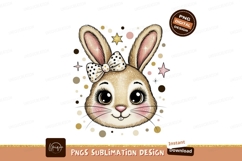 Cute bunny with bow and stars rabbit polka Product Image 1