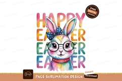 Colorful bunny wearing glasses and bow tie easter Product Image 1