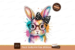 Colorful bunny wearing glasses and bow rabbit Product Image 1
