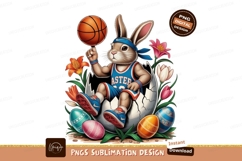 Basketball playing bunny with easter eggs flowers Product Image 1