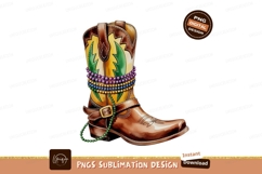 Western boot with Mardi Gras beads cowboy Product Image 1