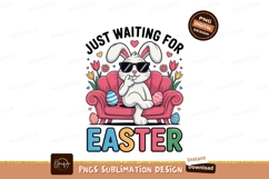 Cool bunny relaxing on couch with easter eggs rabbit Product Image 1