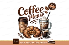 Coffee With Croissant Still Life Illustration PNG Product Image 1