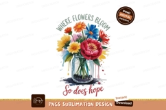Colorful floral bouquet in jar with inspirational text Product Image 1