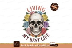 Skull roses living best life flowers yellow Product Image 1