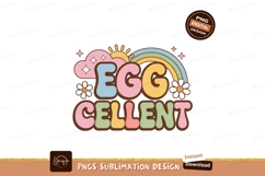 Eggcellent Easter Retro Rainbow Clouds Flowers image Product Image 1
