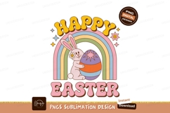 Bunny holding easter egg rainbow stars rabbit Product Image 1