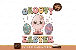 Groovy Easter Eggs With Flower retro cute Product Image 1