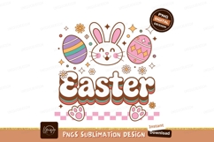 Retro Easter Bunny Eggs Flowers image Product Image 1