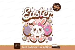 Cute Easter bunny with decorated eggs rabbit holiday Product Image 1