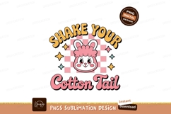 Cute bunny with checkered background and text pink Product Image 1