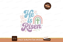 He is Risen Easter Bunny Rainbow Cross image Product Image 1